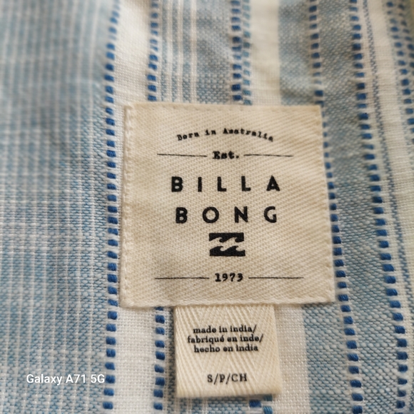 ๐ FINAL PRICE DROP Billabong Easy Movin Button Up Shirt Blue Woven Sz S - Picture 7 of 14
